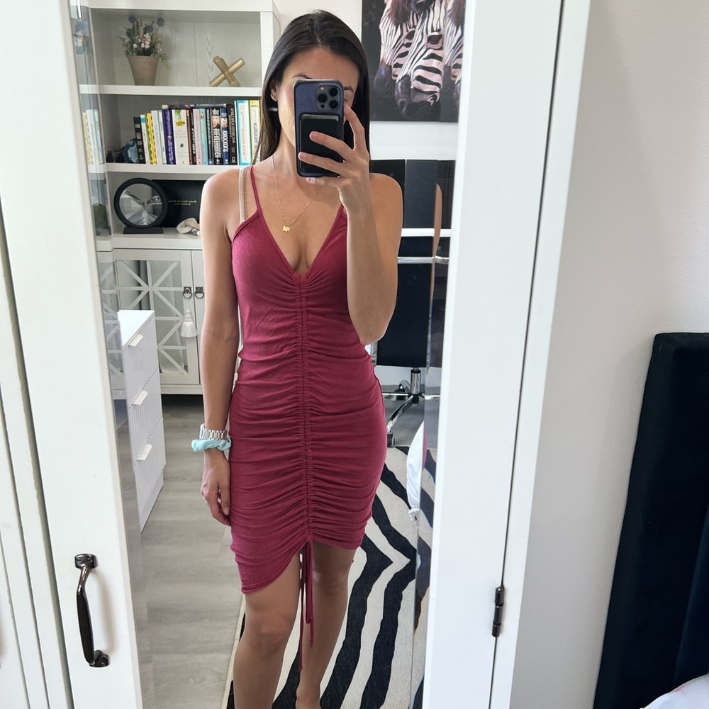 Elegant Ruched Pink Dress